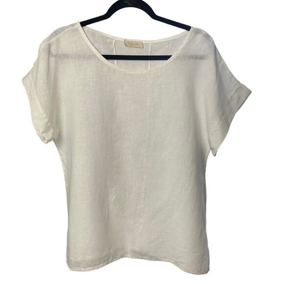 Crisp White Linen Made in Italy Bella Umbra Top, Minimalist, Lagenlook, Boho S - Picture 5 of 6